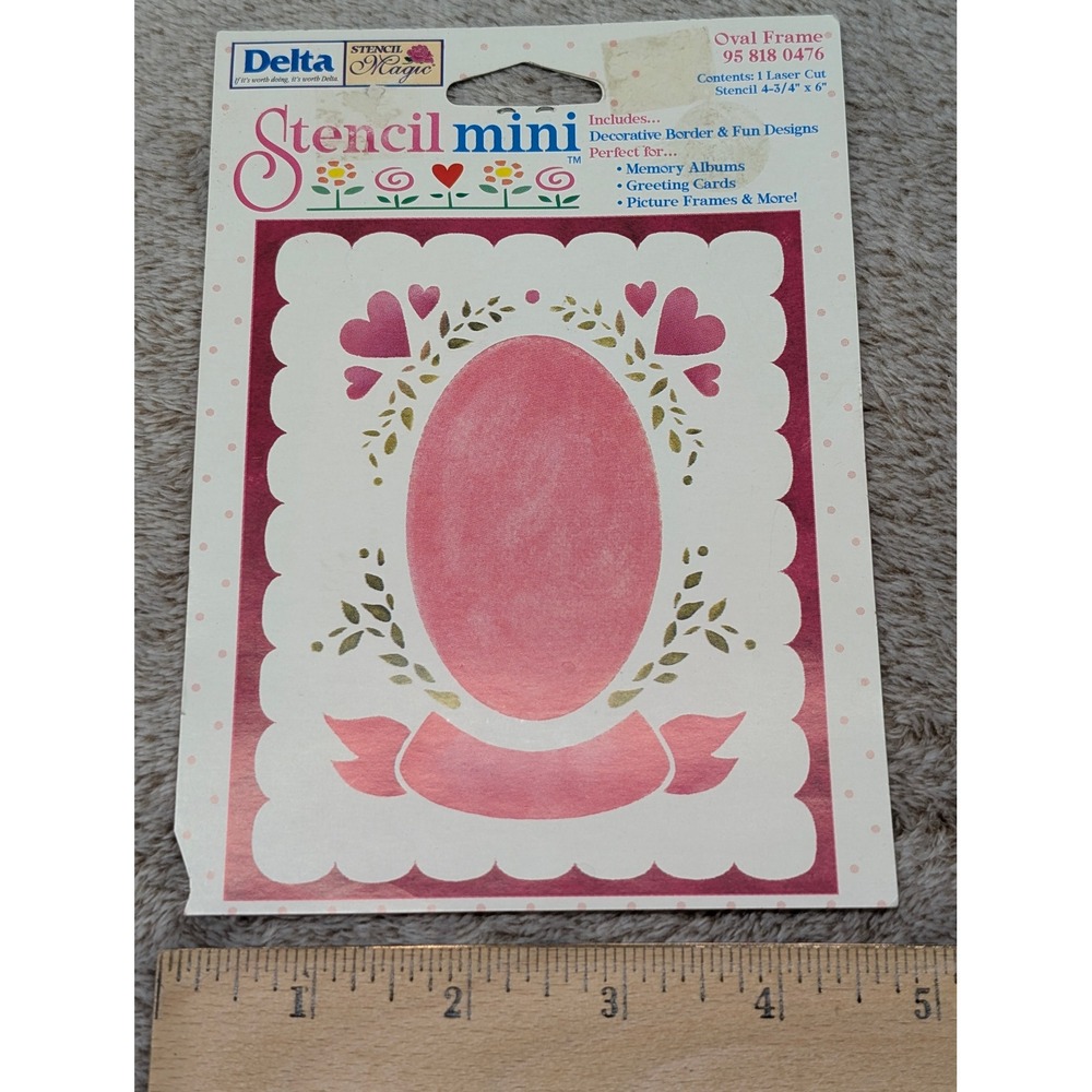 Delta Stencil Magic Mini Oval Frame 95 818 0476 Laser Cut Hearts Floral Stencil